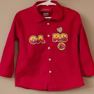 Disney Pixar Cars red button down long sleeved cotton shirt